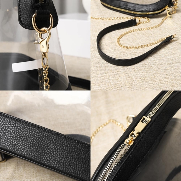 White Transparent Clear Crossbody Bag Purse Leather Casual Womens Accessory - Picture 3 of 4